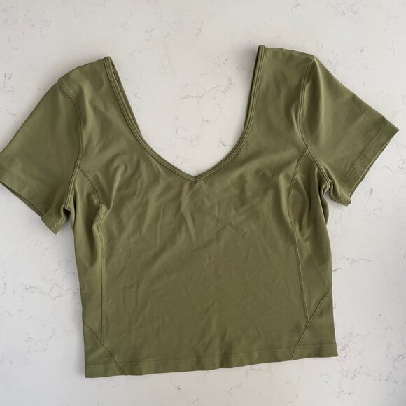 Lululemon Align SS Crop Nulu T Shirt Top Athletic Activewear Bronze Green Sz 8 - Picture 6 of 13